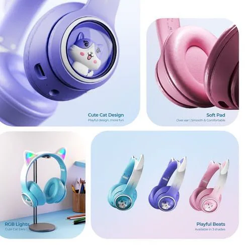 Heatz kids Headphones - RGB - Cat head Headphone.